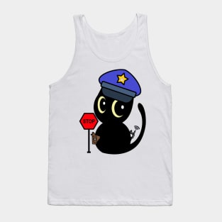 Funny Black Cat Policeman Tank Top